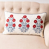 Audrey's Home & Gift - Lumbar Pillow - Red White And Blue Embroidered (Pk/02)