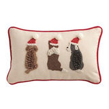 Triple Christmas Dogs Hooked Wool Pillow