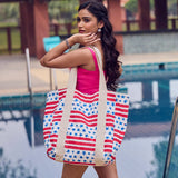 Anju Jewelry - Block Printed Canvas Tote - Striped Stars