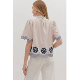 STYLE USA - Solid short flutter sleeve top