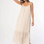 Lovestitch - Striped Scoop Neck Ruffle Hem Maxi Dress
