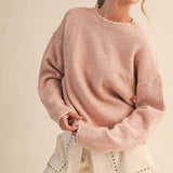 &MERCI - CONTRAST KNIT SCALLOPED EDGE SWEATER MSW11114