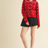 &MERCI - DOLL COLLAR HEART KNIT SWEATER CARDIGAN MSW11160