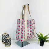 Anju Jewelry - Handcrafted Canvas Bag with Block-Printed  Sweet Pea