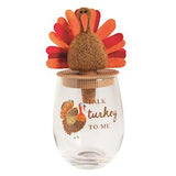 Thanksgiving Wine Glass & Stopper Set