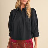 &MERCI - PUFF SLEEVE BUTTON DOWN TOP MTP5145