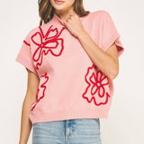 Strut & Bolt - Floral Embroidered Knit Top