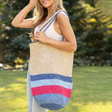 Anju Jewelry - Zhuri Bag - Large Raffia Tote - Blue Tones