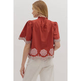 STYLE USA - Solid short flutter sleeve top
