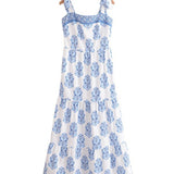 PRINTED SLEEVELESS STRAP DRESS
