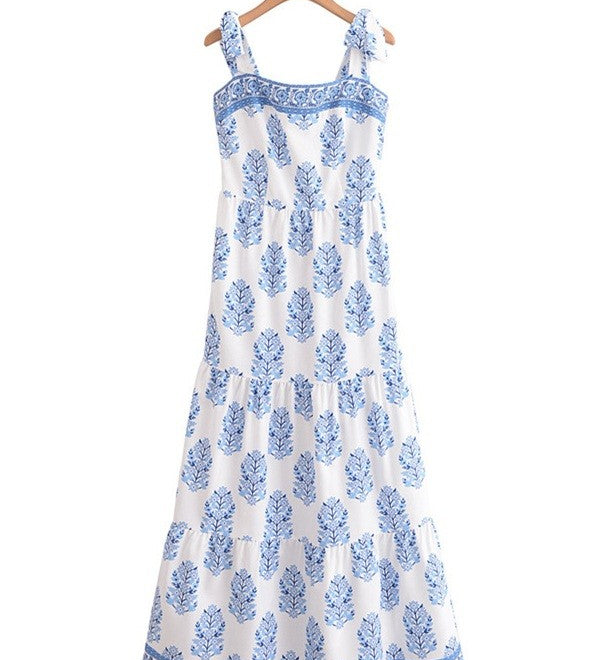 PRINTED SLEEVELESS STRAP DRESS