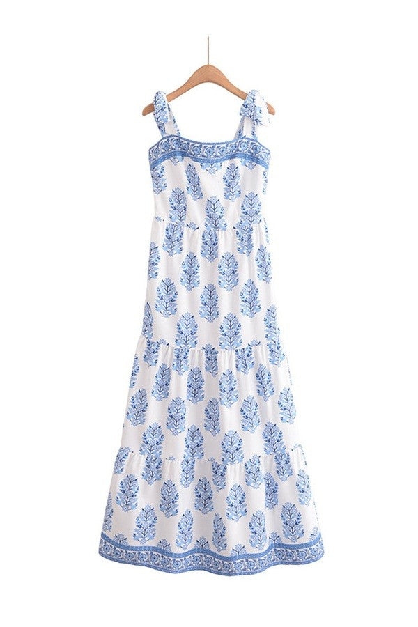 PRINTED SLEEVELESS STRAP DRESS