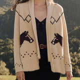 Rosa Clothing - Ocean Sailboat Jacquard Shawl Cardigan