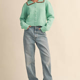&MERCI - CONTRAST SCALLOPED COLLAR SWEATER CARDIGAN MSW11141