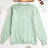 Rosa Clothing - Slouchy Contrast Scallop Lace Trim Button Knit Cardigan