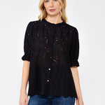 Lovestitch - Embroidered Eyelet Cotton Summer Top