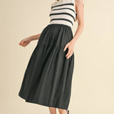 &MERCI - MIXED MEDIA STRIPED MIDI DRESS MDR3846