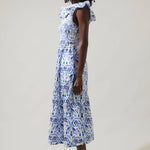Sugarlips - Marisol Floral Giza Glare Smock Tiered Midi Dress