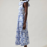 Sugarlips - Marisol Floral Giza Glare Smock Tiered Midi Dress