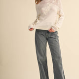&MERCI - FLORAL EMBROIDERY LONG SLEEVE SWEATER MSW11376