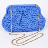 3AM BY H&D ACCESSORIES - Faux Straw Chain Clutch