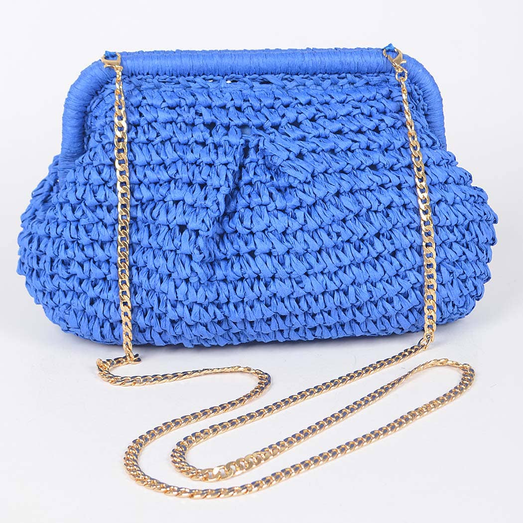 3AM BY H&D ACCESSORIES - Faux Straw Chain Clutch