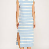 Strut & Bolt - Shoulder Pad Sleeveless Textured Striped Knit Dress