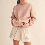 &MERCI - CONTRAST KNIT SCALLOPED EDGE SWEATER MSW11114