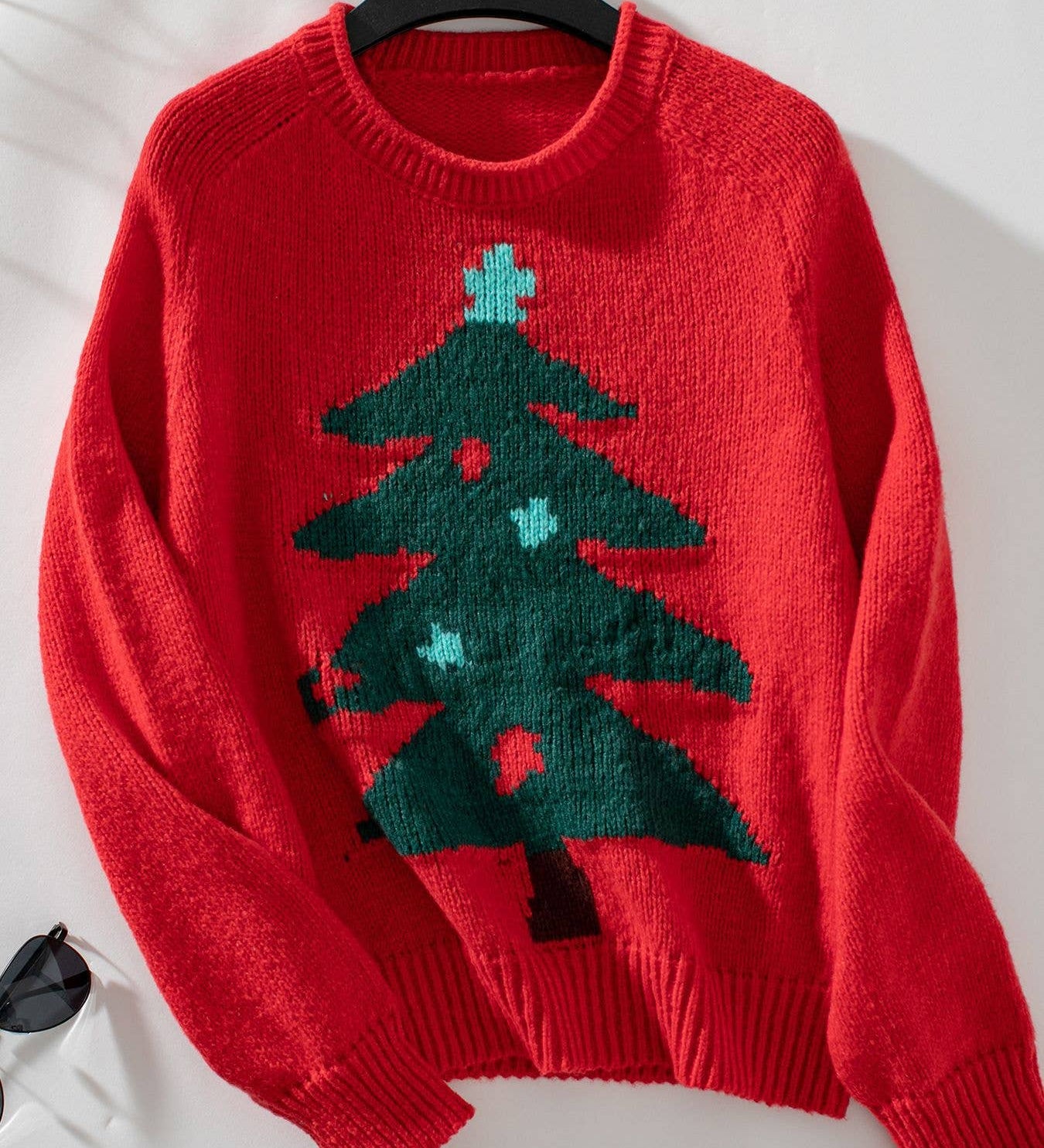 Rosa Clothing - Christmas Tree Crewneck Pullover Sweater
