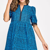 Strut & Bolt - Scallop Print Puff Sleeve Mini Dress