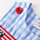 Rylee Faith Designs - 4th of july Flag Embroidery Smocking Boys Romper