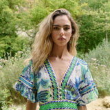 Piti Cuiti - OCEAN PEARL LONG DRESS WITH SHORT SLEEVES