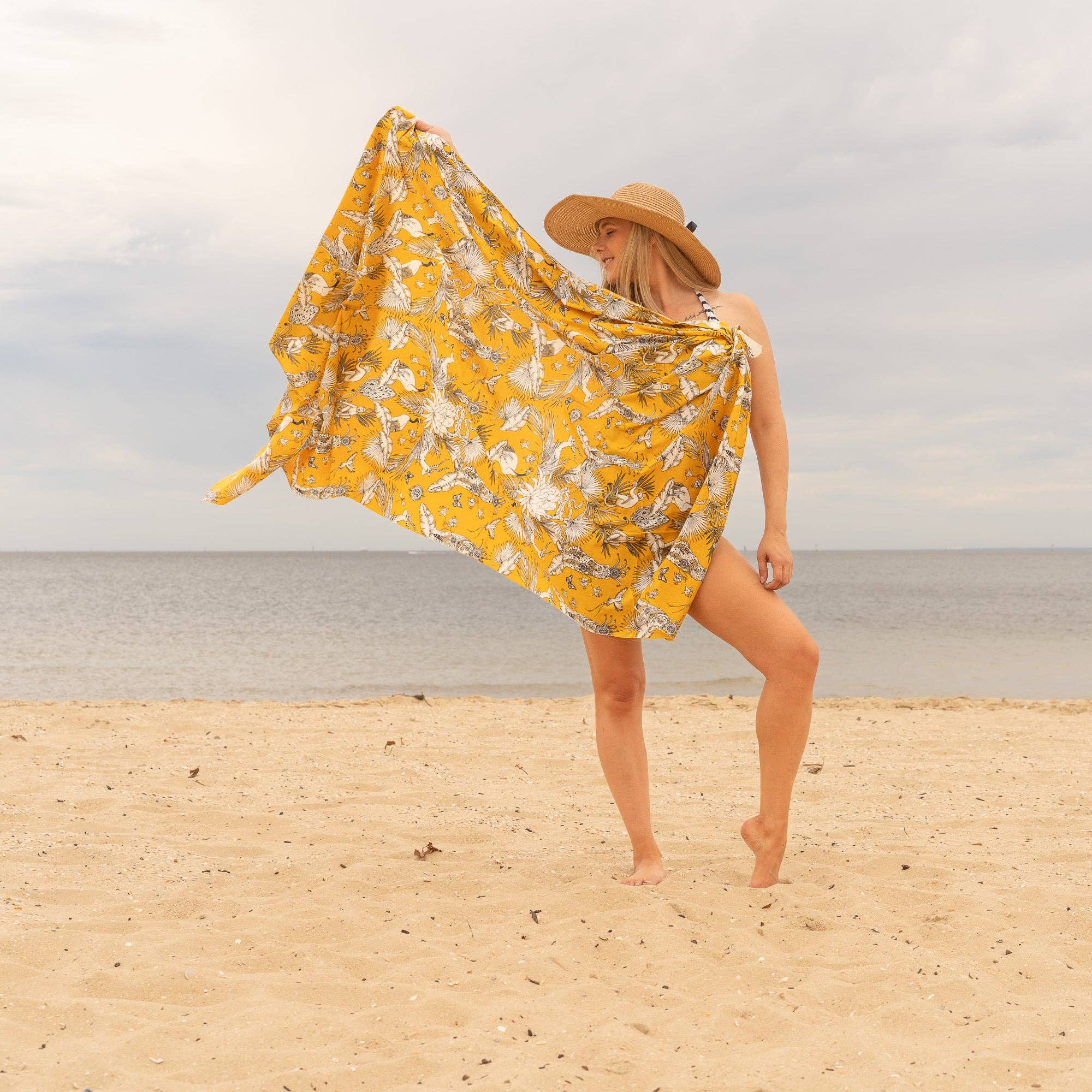 Boho-Eclectica - Women's Mustard Florals - 100% Cotton Sarong