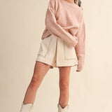 &MERCI - CONTRAST KNIT SCALLOPED EDGE SWEATER MSW11114