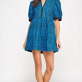 Strut & Bolt - Scallop Print Puff Sleeve Mini Dress