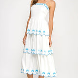 Strut & Bolt - Seashell Embroidery Scallop Layered Midi Dress