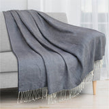 Herringbone Knit Fringe Throw Blanket