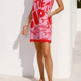 Rosa Clothing - Vacation multi print shift style sleeveless mini dress