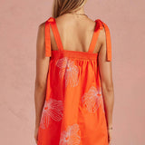 Strut & Bolt - Embroidered Tie Shoulder Sleeveless Mini Dress