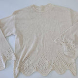Rosa Clothing - Embroidery effect loose flare sleeves knit sweater