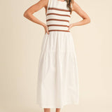 &MERCI - MIXED MEDIA STRIPED MIDI DRESS MDR3846