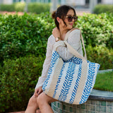 Anju Jewelry - Handcrafted Canvas Bag with Block-Printed Seaside Serenity