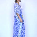 Dolma - Nayla Block Printed Kaftan Blue