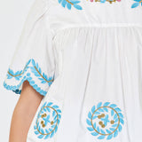 Current Air - Embroidered Peasant Short Sleeve Blouse