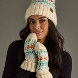 Panache Apparel Co. - Ivory, Lt. Blue, Mint & Orange Patterned Pom Hat