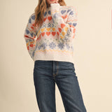 &MERCI - GEOMETRIC HEART DESIGN SWEATER PULLOVER MSW11478
