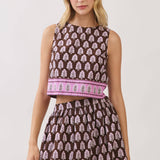 TCEC - CT10111-Border Print Sleeveless Crop Top