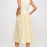 Strut & Bolt - Knit Contrast Poplin Long Dress