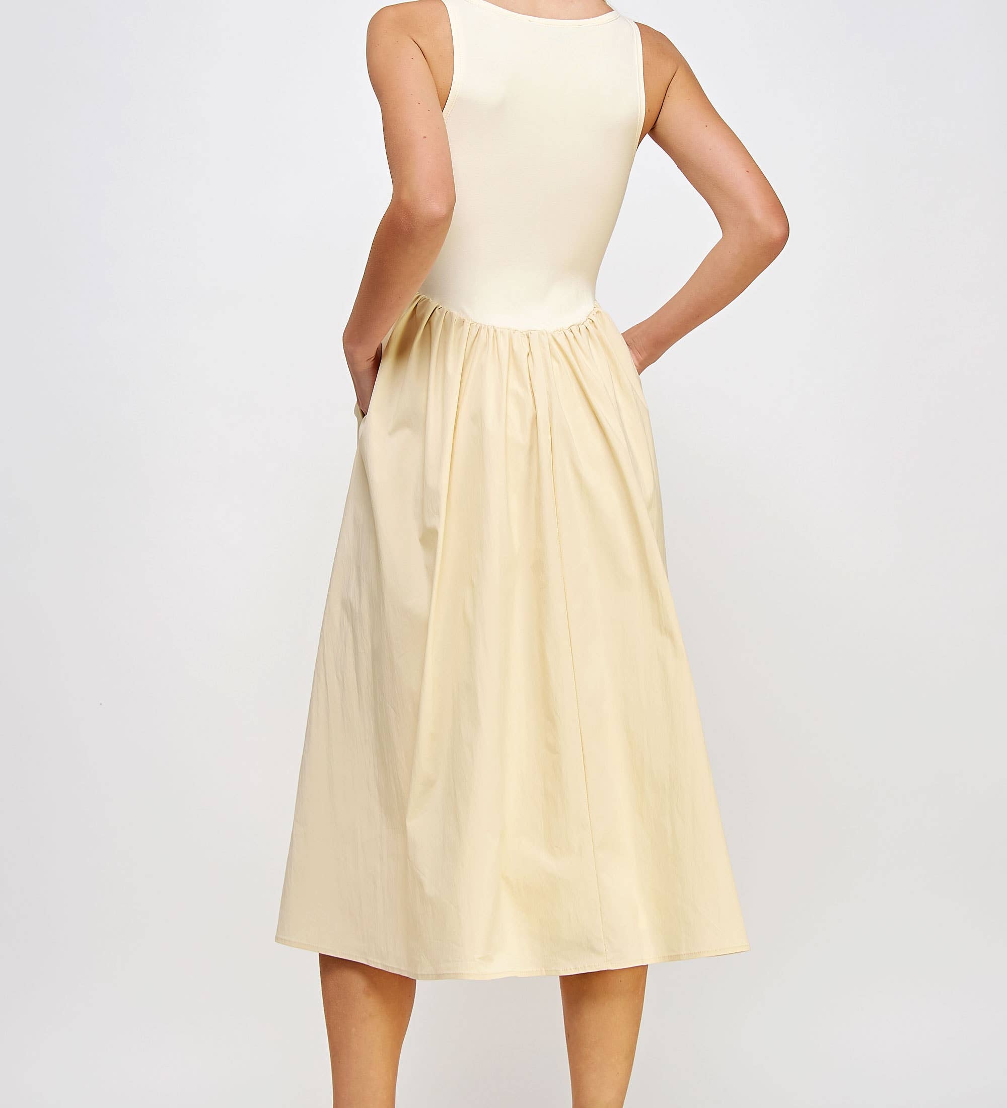 Strut & Bolt - Knit Contrast Poplin Long Dress
