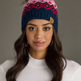 Panache Apparel Co. - Pink, Navy & Red Patterned Pom Hat